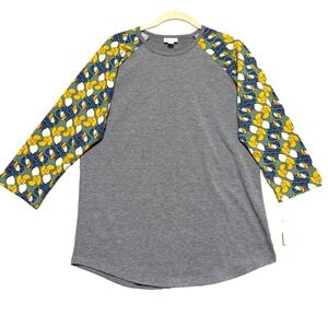 LuLaRoe Randy Disney Women Large Gray Donald Duck Raglan Baseball Tee NWT